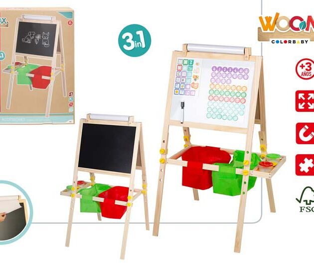 WOOMAX-PIZARRA PIE 3 EN 1 C/ACC - 57X59X93 CM 3A+