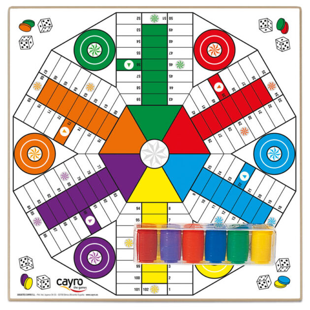 TABLERO PARCHÍS 6 – OCA MADERA CON ACCESORIOS 40X40 cm